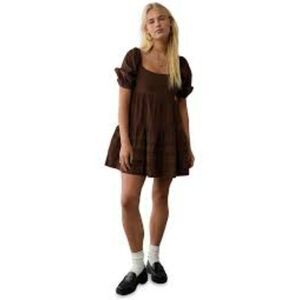 American Eagle Corduroy Puff Sleeve Babydoll Mini Dress M